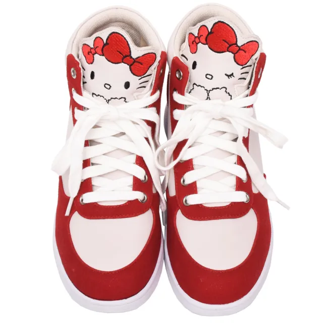 【Ann’S】HELLO KITTY X Ann’S毛茸茸不對稱彩色刺繡內增高拼接球鞋(紅)