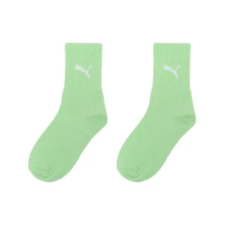 【PUMA】襪子 NOS 清新綠 白 男女款 長襪 中筒襪 休閒襪 穿搭襪(BB1415-01)