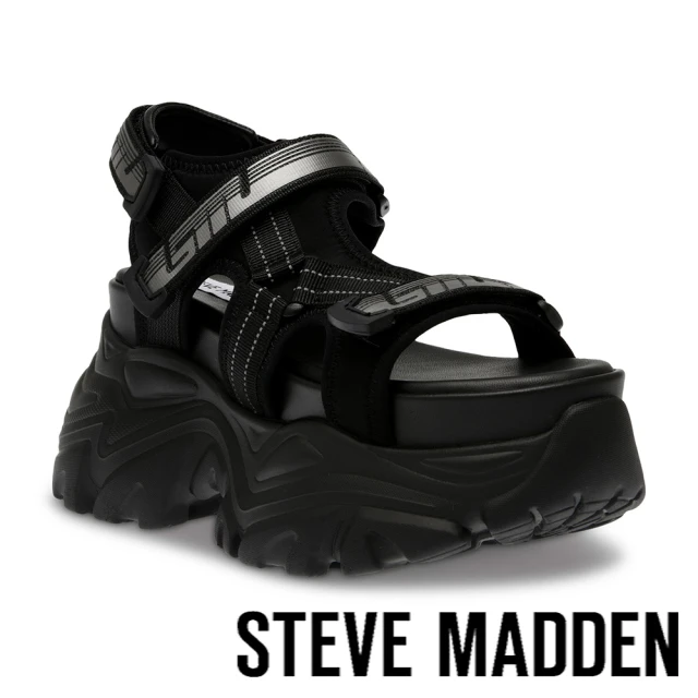 STEVE MADDEN VENGEFUL 厚底休閒涼鞋(黑色)