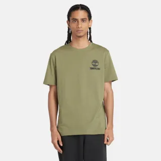 【Timberland】男款暗綠色背面 Logo 短袖T恤(A42Q5EG5)