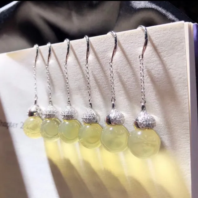 【勝弘珠寶】多明尼加藍珀福祿時尚耳環-11mm