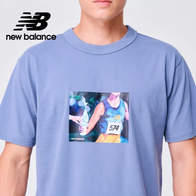 【NEW BALANCE】NB 圓領插畫短袖上衣_男性_灰藍色_MT31550AGY(美版 版型偏大)