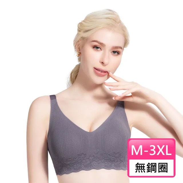 【Swear 思薇爾】Love myself系列M-3XL無鋼圈模杯背扣蕾絲無痕短背心(魅影灰)