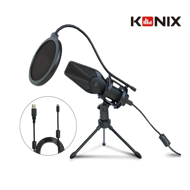 Konix 電容式全指向性USB專業麥克風組X5(贈防震架、防噴罩 電腦錄音)