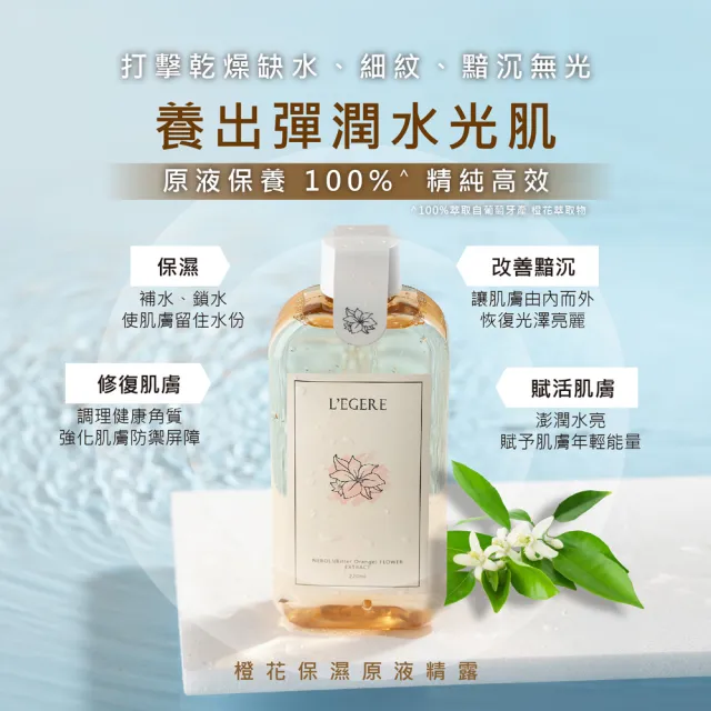 即期品【LEGERE 蘭吉兒】原液精露220ml(任選兩款 金盞花舒緩/金縷梅控油/橙花保濕)