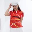 【LEIDOOE】印花細針雙面排汗女短POLO衫(96219橘紅)