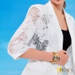 【MON’S】名品鏤空蕾絲輕薄西裝外套