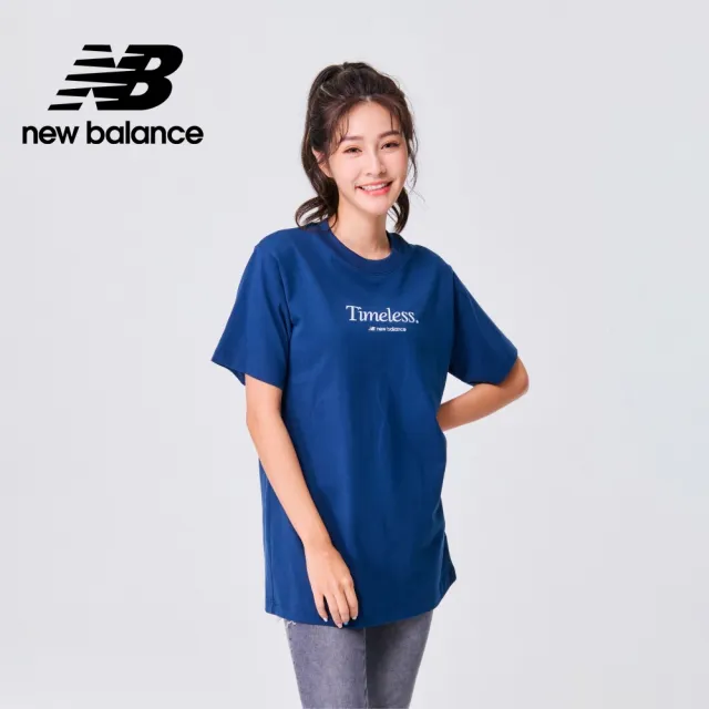 【NEW BALANCE】NB 圓領刺繡字母短袖上衣_女裝_深藍色_WT31551NNY(美版 版型偏大)