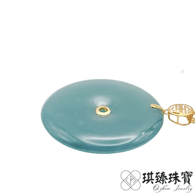 琪臻珠寶】天然A貨翡翠糯冰種平安扣吊墜(18K金玉墜_糯冰翡翠_隨機出貨_