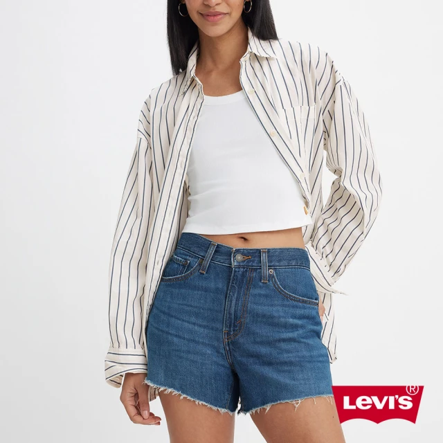 LEVIS 官方旗艦 女款復古80s MonJeans不收邊天絲彈性牛仔短褲 人氣新品 A4695-0007