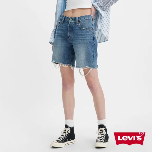 【LEVIS 官方旗艦】女款復古90s501牛仔短褲 / 馬褲 熱賣單品 A1962-0014