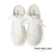 【TINO BELLINI 貝里尼】時尚全真皮綁帶厚底增高穆勒鞋LB0V011(白色)
