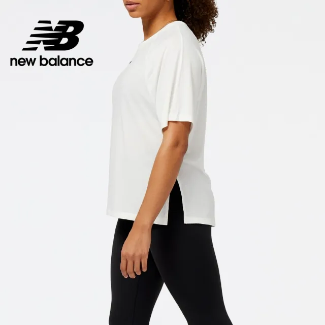 【NEW BALANCE】NB 落肩側開叉短袖上衣_女裝_象牙白_WT31103SST(美版 版型偏大)