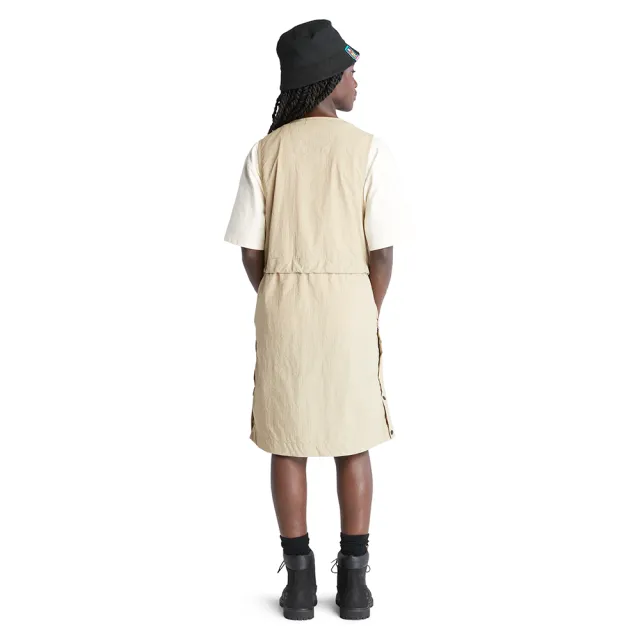 【Timberland】女款淺卡其格紋多口袋連身裙(A6A8WDW5)