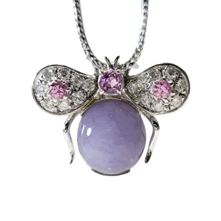 【文華珠寶】翡翠紫羅蘭蛋面小蜜蜂別針兩用玉墜 不含鍊(紫翡蛋面)