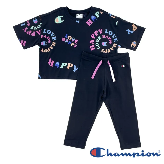 【Champion】官方直營-印花LOGO圖騰短袖套裝-童裝(2色-MOMO獨家)