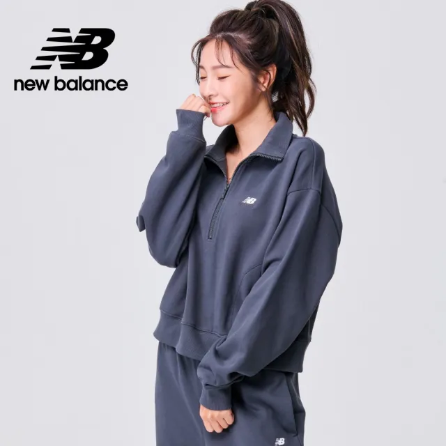 【NEW BALANCE】NB 半開襟上衣_女裝_墨灰色_AWT31501ACK(亞版 版型正常)