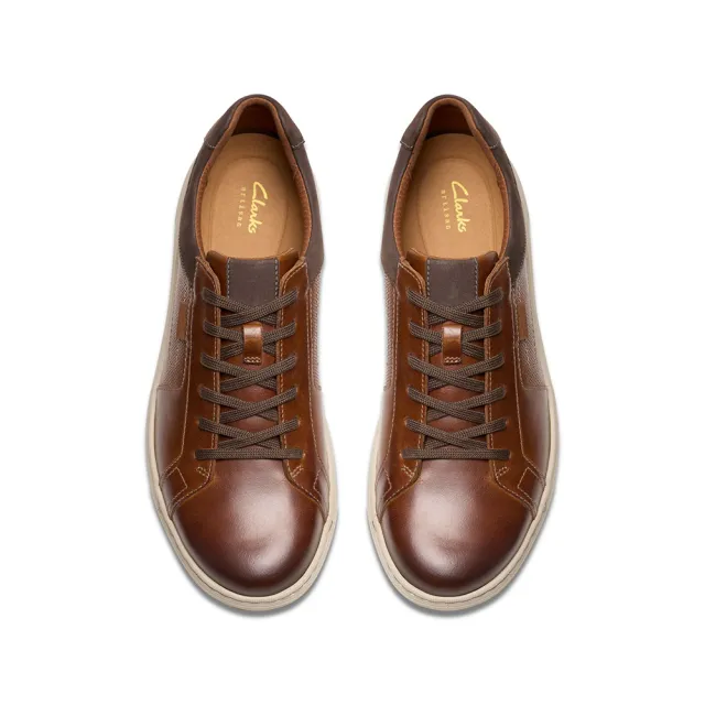 【Clarks】男鞋 Mapstone Lace 靈動感休閒時尚寬楦板鞋 休閒鞋(CLM76888C)