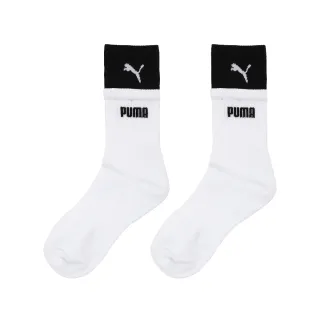 【PUMA】襪子 Fashion Crew Socks 男女款 黑 白 長襪 高筒 穿搭襪 撞色 單雙入(BB1422-02)
