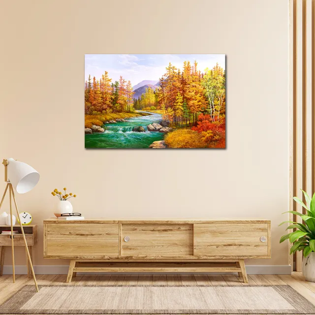 【御畫房】富金風溪流 國家一級畫師手繪油畫60×90cm(VF-10)