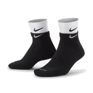 【NIKE 耐吉】襪子 Everyday 男女款 黑 白 雙層襪 雙勾 雙色 單雙入 快乾(DH4058-011)