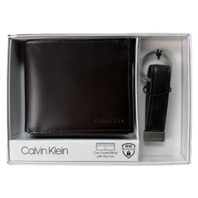 【Calvin Klein 凱文克萊】CK 男生 短夾 禮盒組 零錢袋 送禮 鑰匙圈(平輸品)