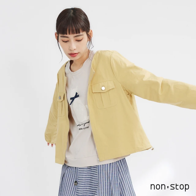 non-stop 質感金屬釦飾無領外套-2色