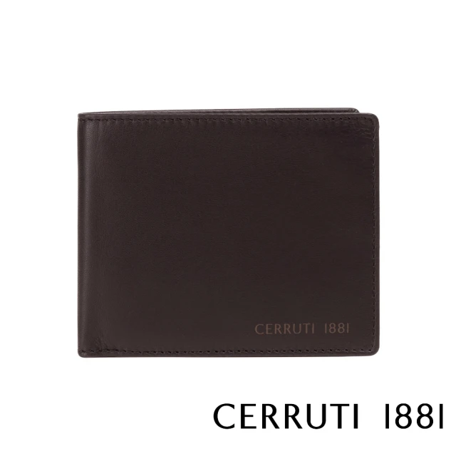 Cerruti 1881 頂級義大利小牛皮8卡短夾皮夾 CEPU05709M(咖啡色 贈禮盒提袋)