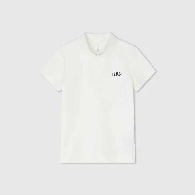 【GAP】男童裝 Logo短袖POLO衫-白色(890536)