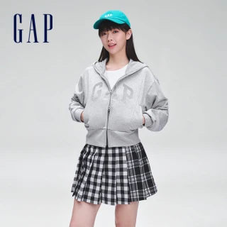 【GAP】女裝 Logo連帽外套-淺灰色(873736)