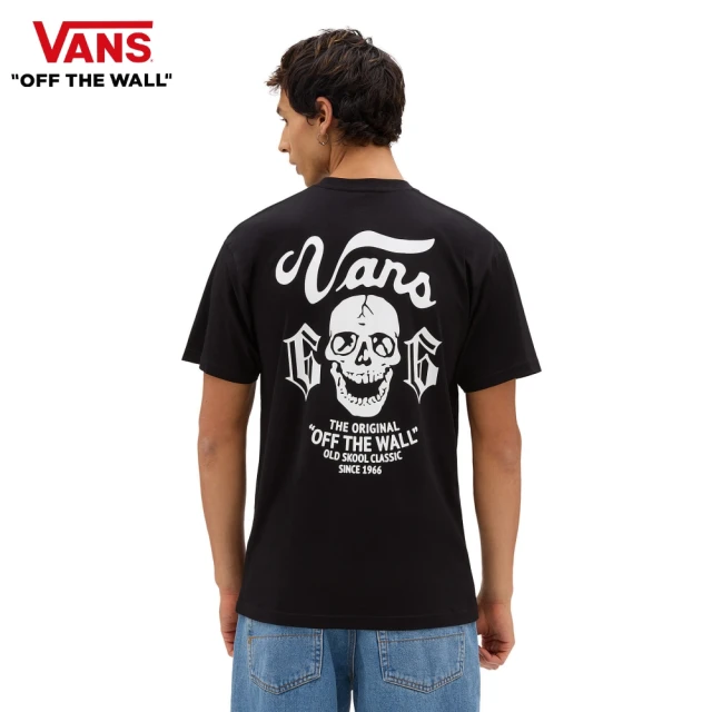 VANS 官方旗艦 Old Skool Skull 男女款黑色短袖T恤