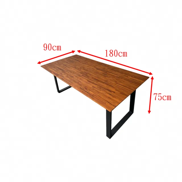 【固得家俬】台灣製造 工廠直營 180x90x75cm柚木拼板 實木 餐桌 會議桌 工作桌 電腦桌 辦公桌(訂製商品)