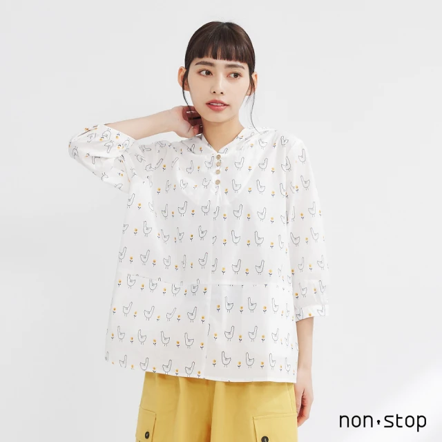 【non-stop】小鴨花卉圖案連帽襯衫-2色
