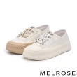 【MELROSE】美樂斯 潮流數字造型鞋帶牛皮QQ厚底休閒鞋(白)