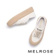 【MELROSE】美樂斯 潮流數字造型鞋帶牛皮QQ厚底休閒鞋(米)