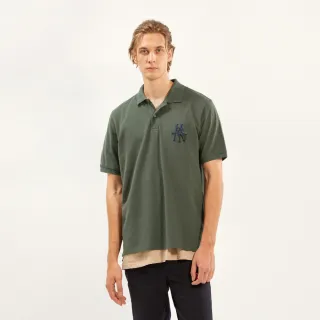 【Hang Ten】男裝-HGTN刺繡短袖POLO衫(橄欖綠)