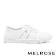 【MELROSE】美樂斯 簡約日常水鑽條彈性鞋帶牛皮QQ厚底休閒鞋(白)