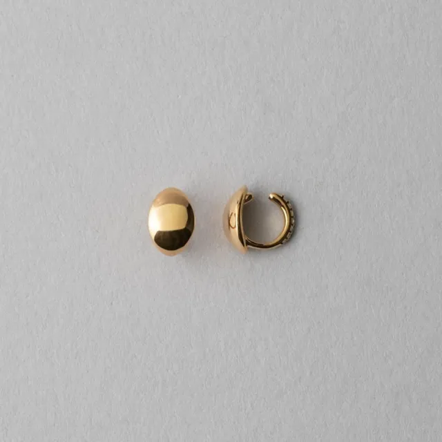 【ete】份量感蛋形雙面夾式耳環(鉑金色 金色)