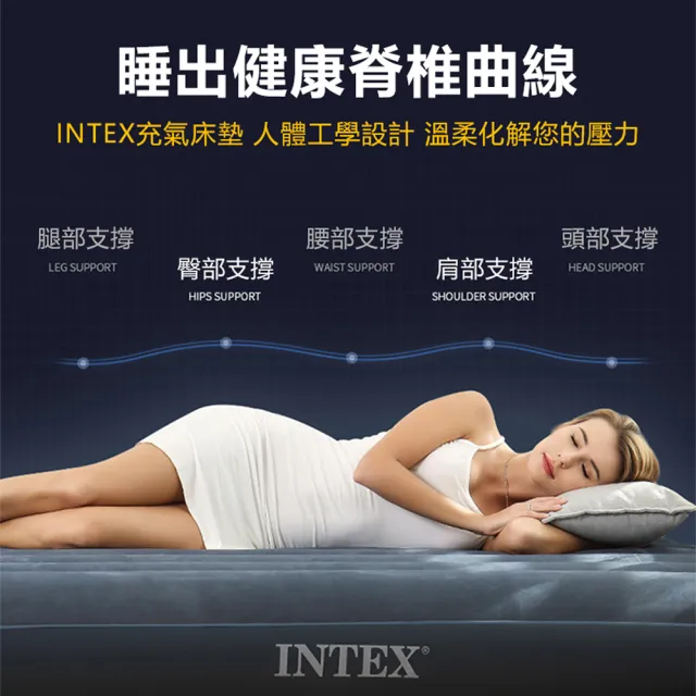 【INTEX】雙人加大-新款雙面充氣床墊(露營睡墊 野營充氣床墊 氣墊床 露營床 平行輸入)