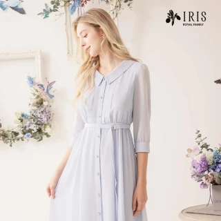 【IRIS 艾莉詩】氣質領片雪紡洋裝-2色(42605)