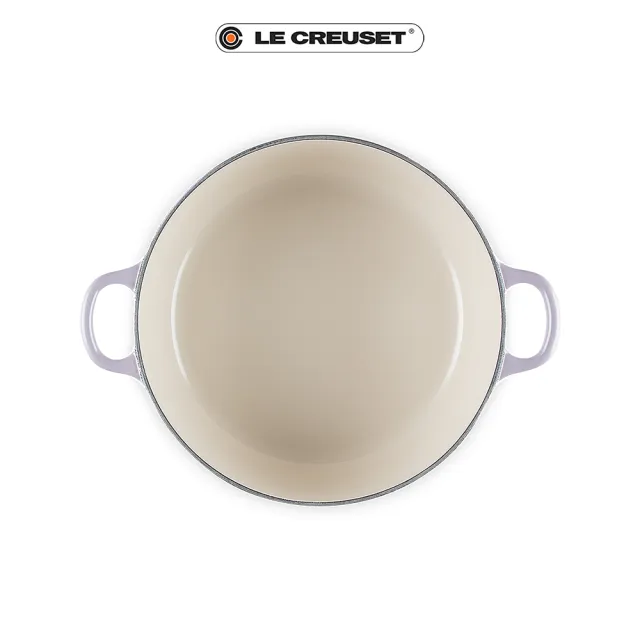 【Le Creuset】琺瑯鑄鐵鍋圓鍋24 cm(薰衣草-鋼頭-內鍋白)