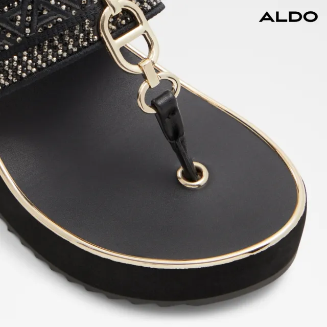 【ALDO】FASSBIDER-復古風格粗帶厚底夾腳涼拖鞋-女鞋(黑色)