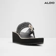 【ALDO】FASSBIDER-復古風格粗帶厚底夾腳涼拖鞋-女鞋(黑色)