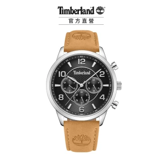 【Timberland】男錶MANAGATE系列 美式休閒多功能腕錶 皮帶-黑色/小麥色44mm(TDWGF0042102)