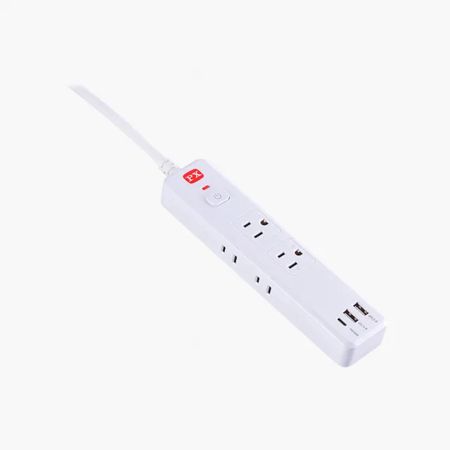 【PX 大通】PEC-316P4W 1切6座4尺 TYPE-C USB 電源延長線(台灣製造 品質保証)