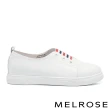 【MELROSE】美樂斯 簡約日常條紋造型牛皮QQ厚底休閒鞋(白)