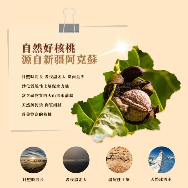 【西域果園】新疆紙皮核桃500g(新疆185紙皮核桃 可手撥殼 3入)