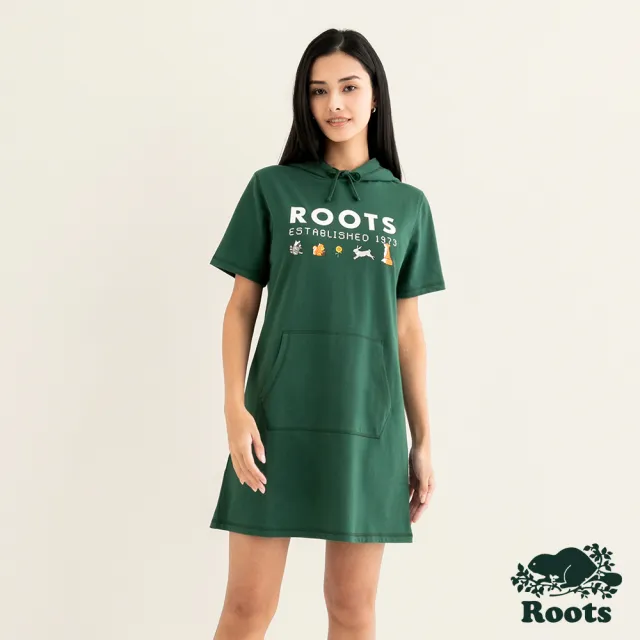 【Roots】Roots 女裝- ROOTS ESTABLISHED連帽洋裝(深綠色)