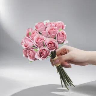 【Floral M】法式西麗雅玫瑰公主粉仿真花花材（10入/組）(人造花/塑膠花/假花/裝飾花)