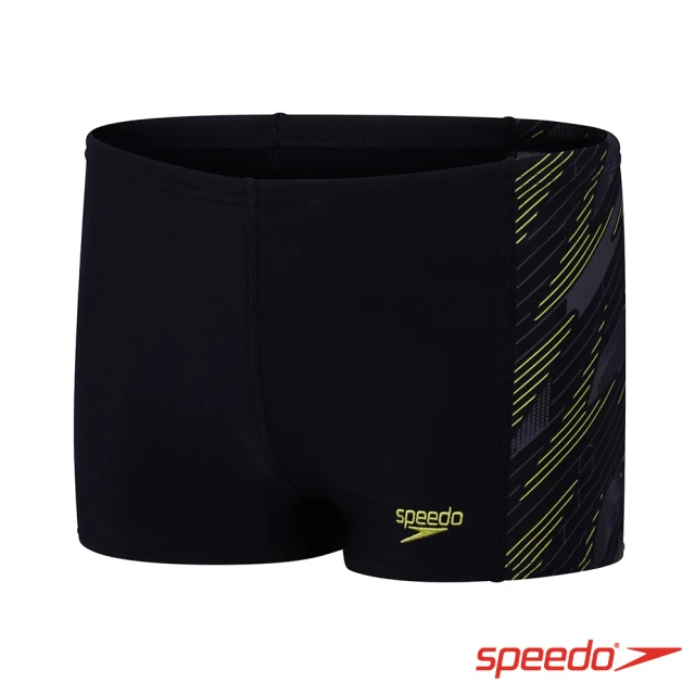 SPEEDO 男孩 運動四角泳褲 HyperBoom(黑/檸檬黃)